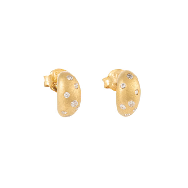 SK48 . C14 GOLDEN MAT SEMICIRCLES. WHITE ZIRCONS